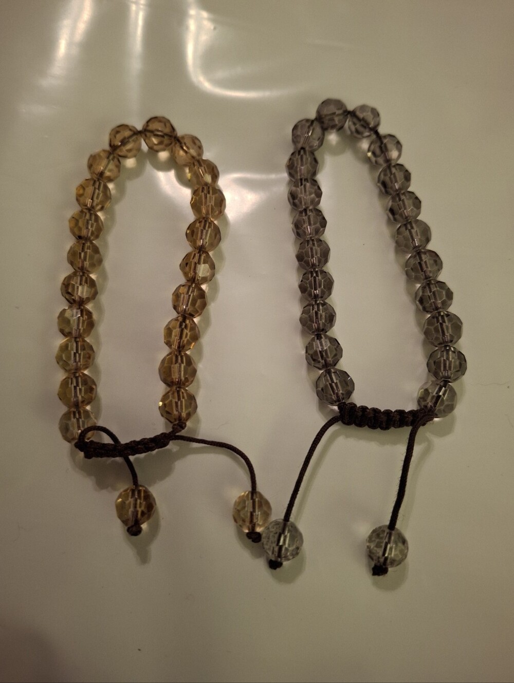 Beaded Bracelet Set Of 2- Amber & Smoky Gray